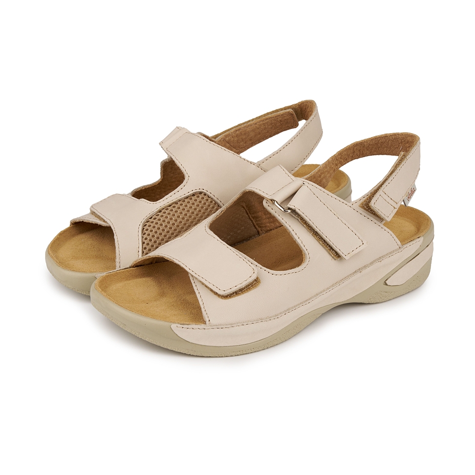 Women's leather sandals for bunions Bianka cream