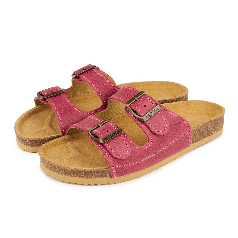 Women's anatomical cork slip-on shoes Linda dark pink