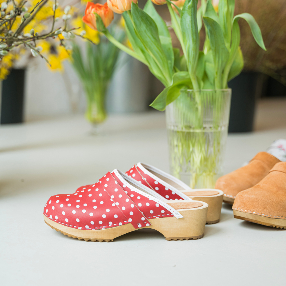 Women's Anatomic Clogs Red Polka Dot