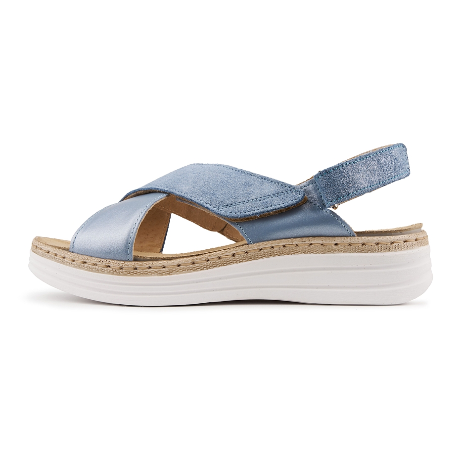 Women's leather sandals Danka blue