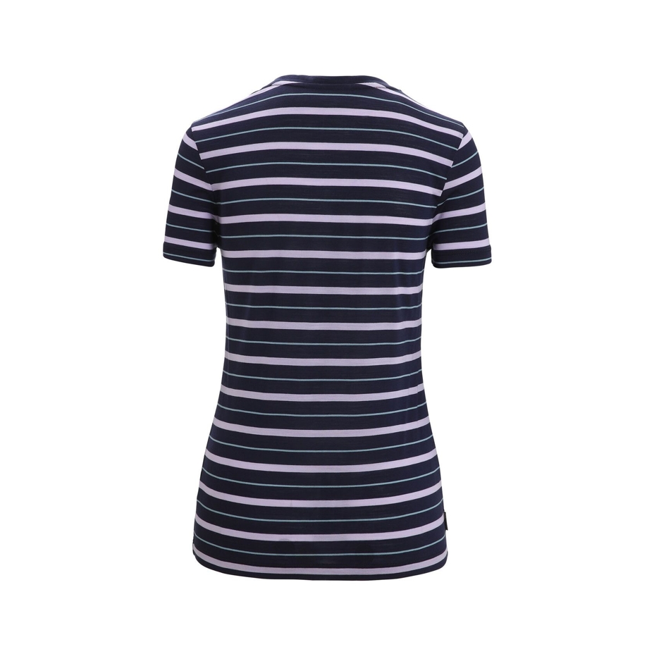 Women's T-shirt Merino Blend Wave SS Tee Stripe Icebreaker Midnight Navy