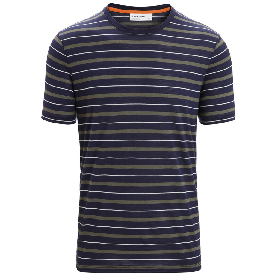 Men's T-shirt Merino Blend Wave SS Tee Stripe Icebreaker Loden