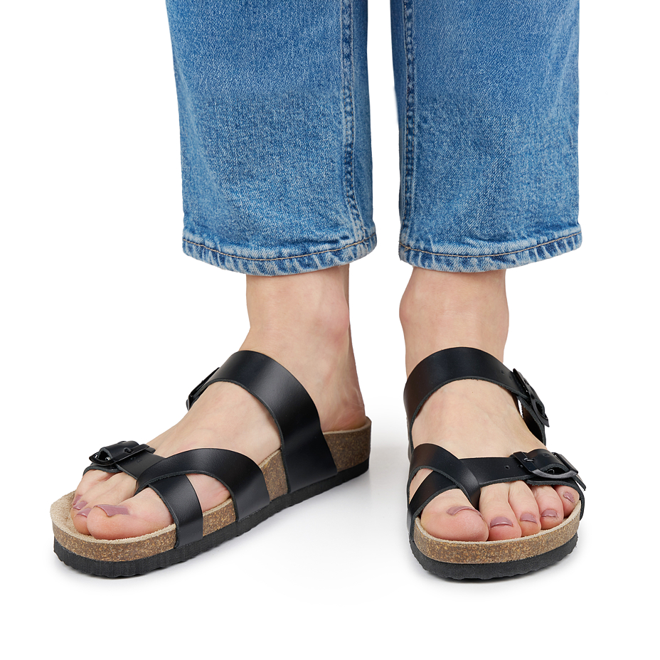 Women's cork anatomical slip-on shoes Viola black