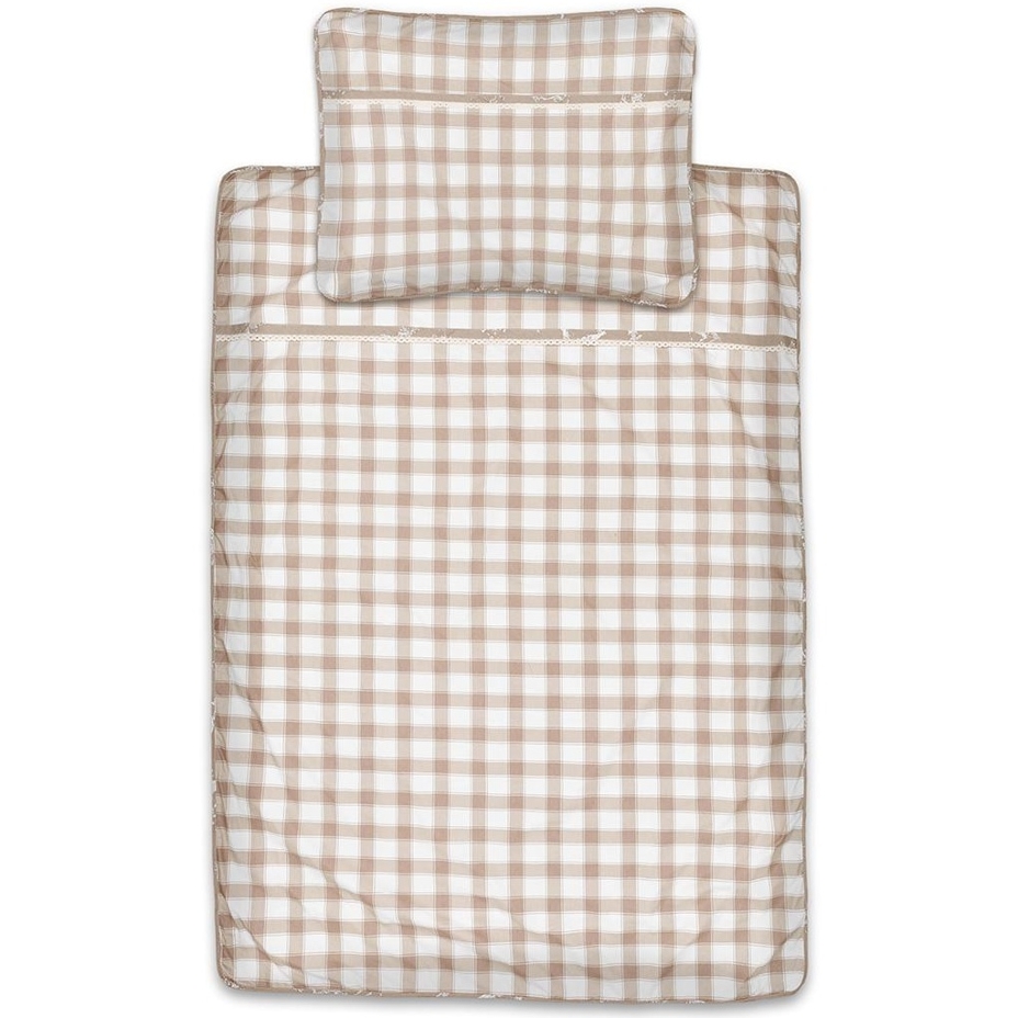 Cotton plaid bed linen beige