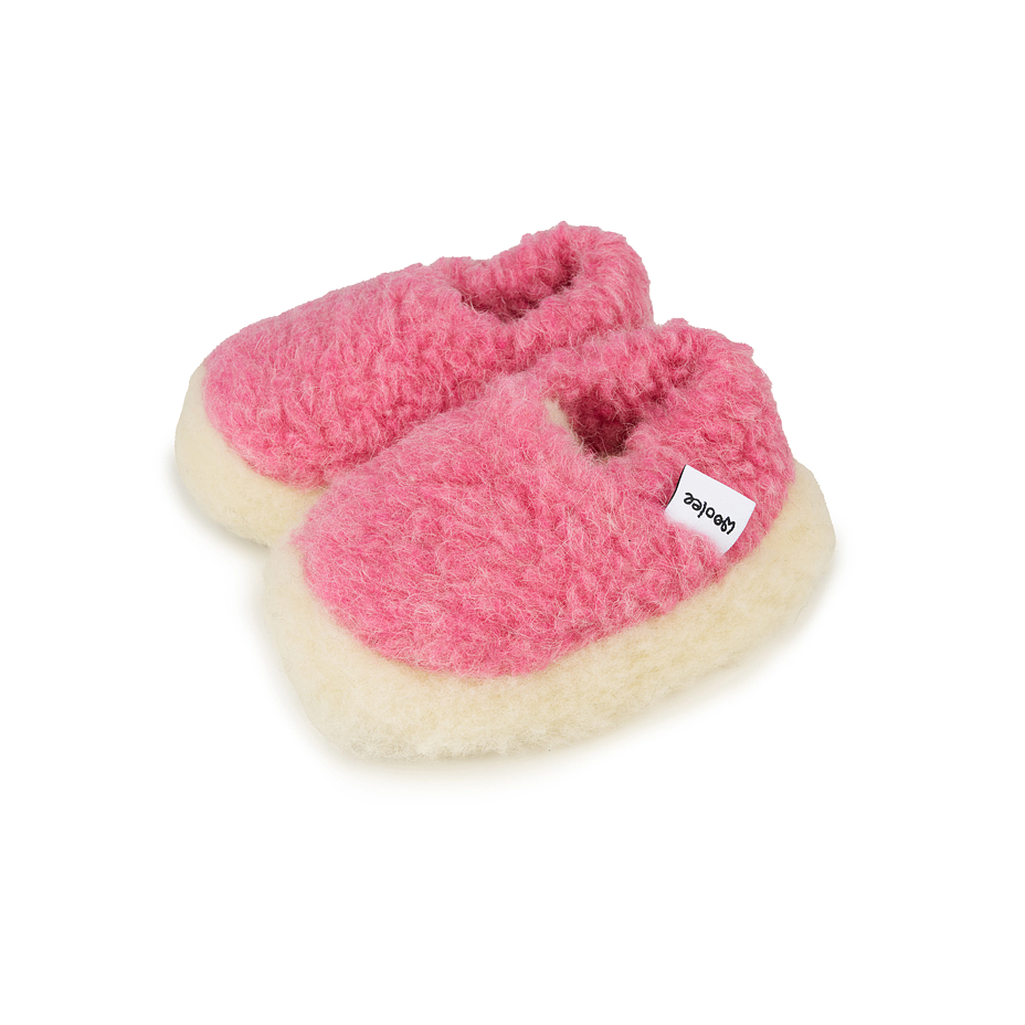 Children's low TV sheep wool slippers pink