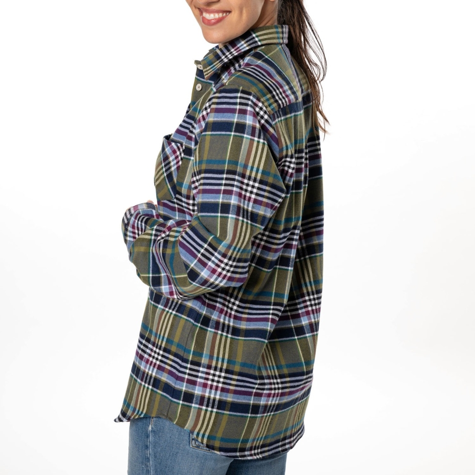 Women's checkered flannel shirt green