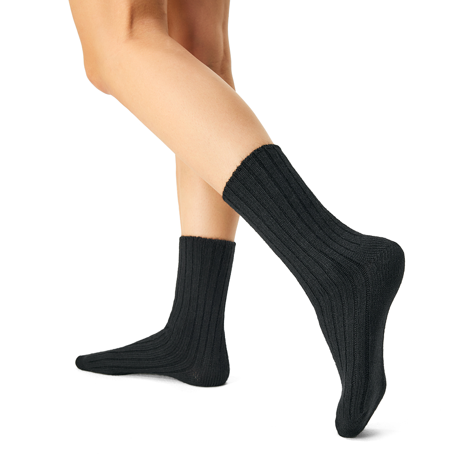 Loose Top Merino Socks Black