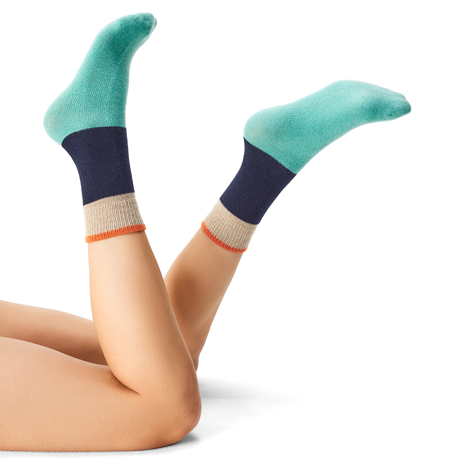 Merino Sheep Socks with Cashmere Turquoise