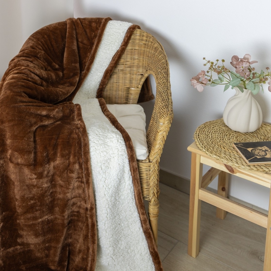 Micro plush blanket brown