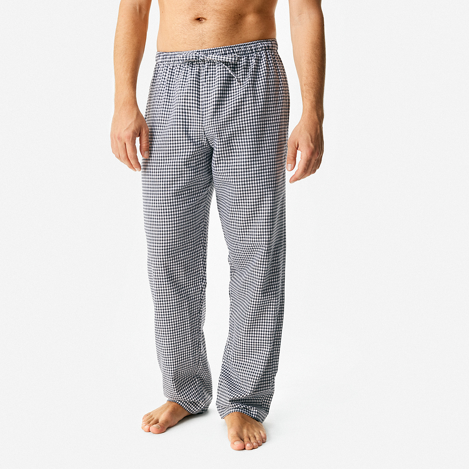 Men's flannel lounge pants with Merino wool, checkered black and white