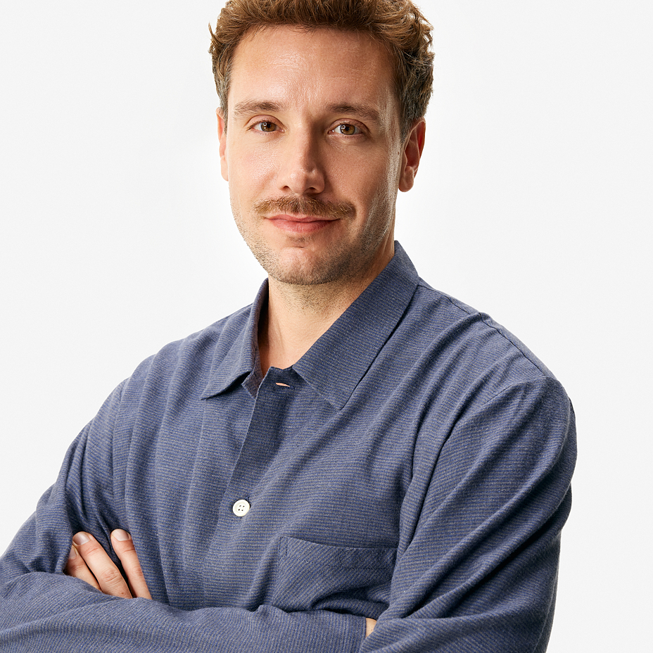 Men's flannel pajamas with Merino wool stripe