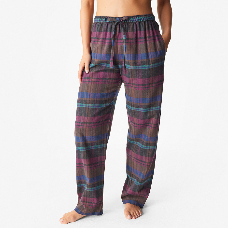 Women's flannel lounge pants, checkered, purple