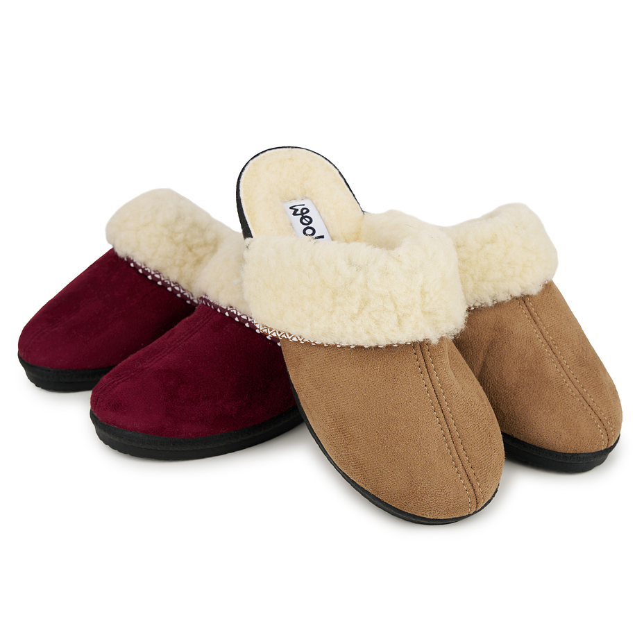 Two-pack of women's Merino wool wedge heel slippers