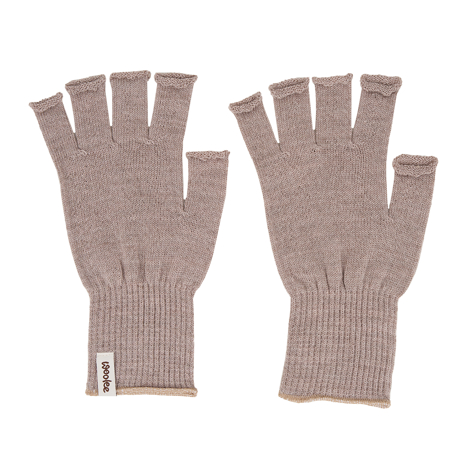 Merino fingerless gloves Woolee beige