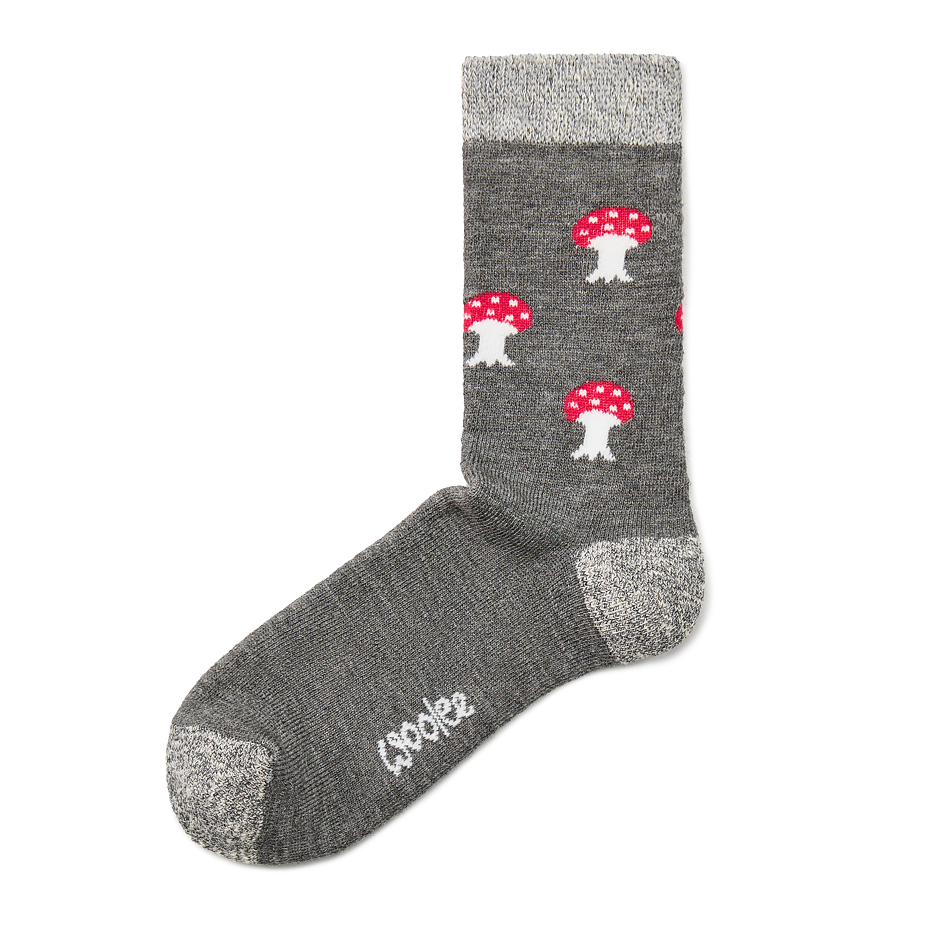 Christmas socks with Merino sheep wool toadstool