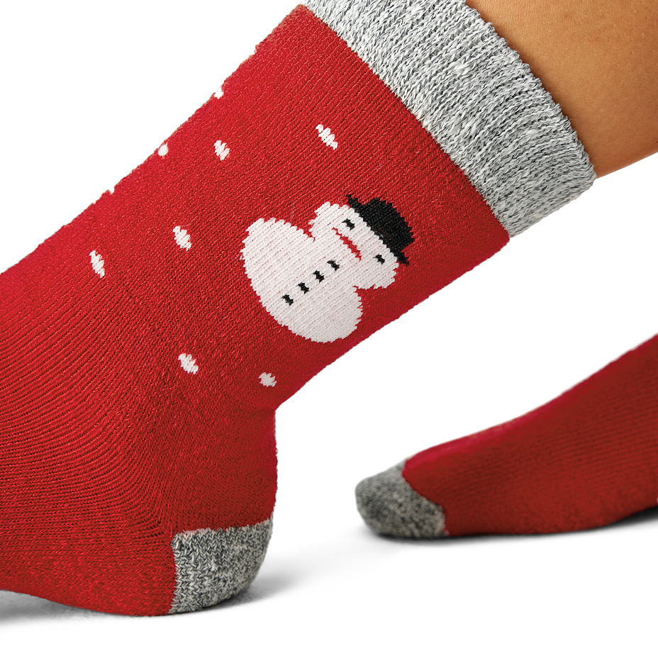 Christmas socks with Merino sheep wool snowman red