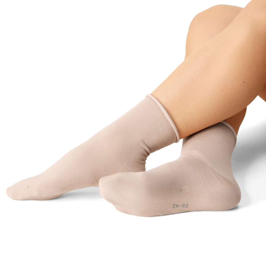 3 pairs of orthopedic cotton socks without elastic band beige