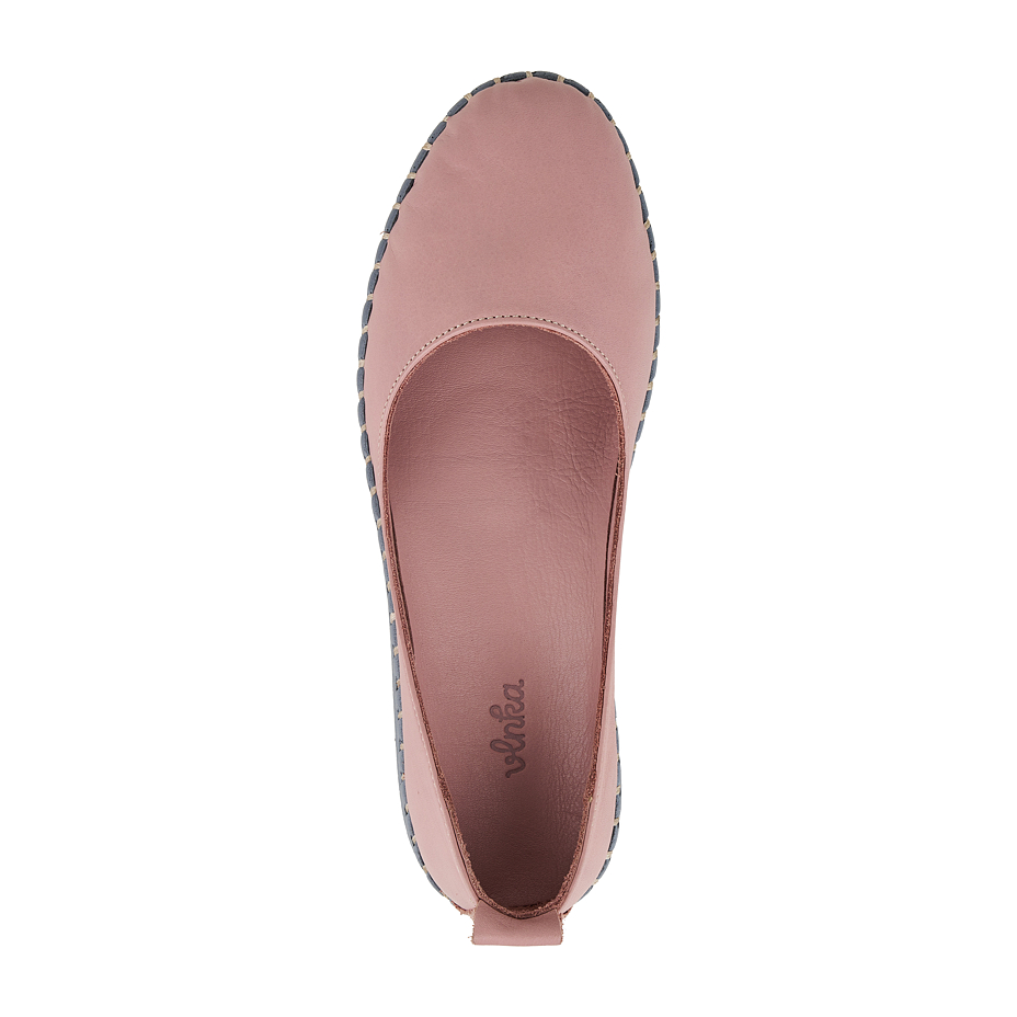 Women's leather ballerinas Melisa in pink with a grey sole