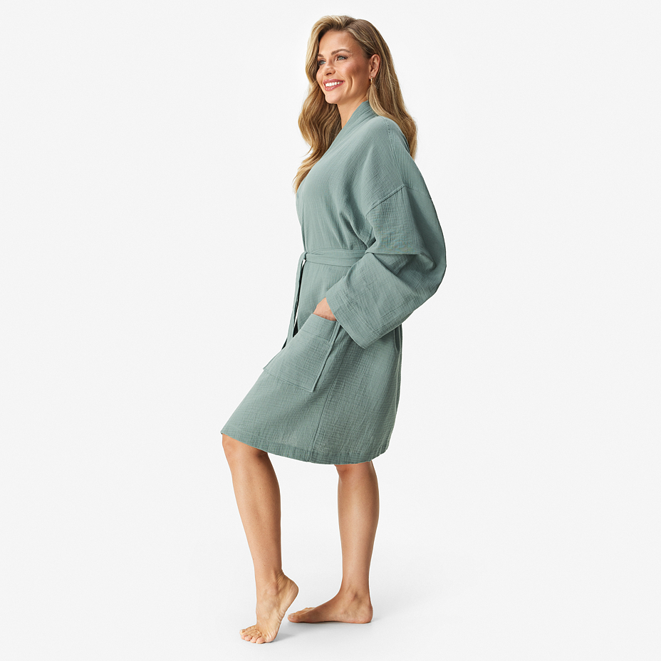 Muslin bathrobe green
