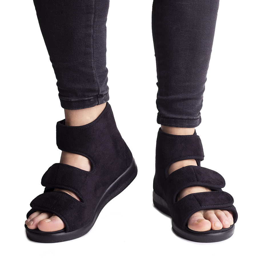 Open-Toe Bandage High Top Shoes Black