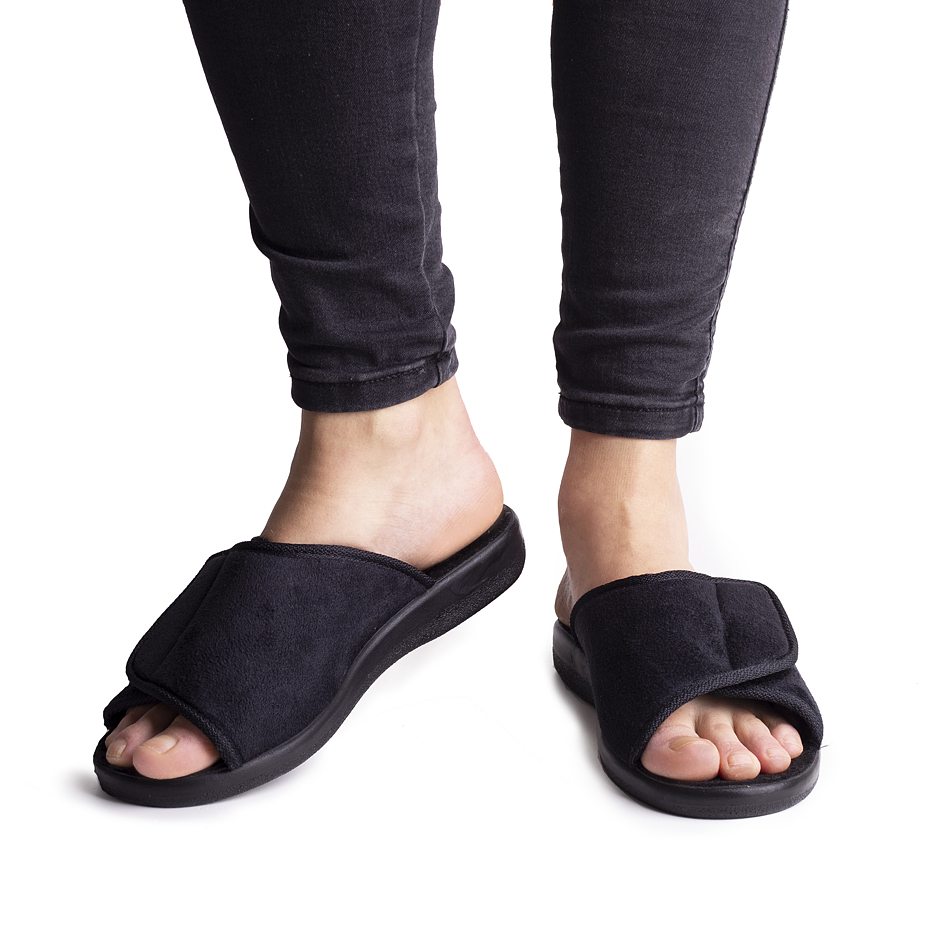 Women's Velcro Bandage Slippers Black
