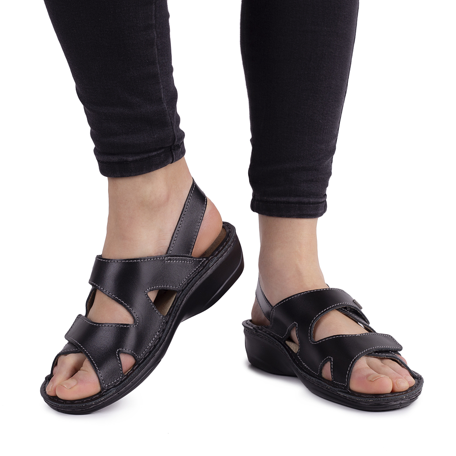 Women's Alena Orthopaedic Leather Sandals Black