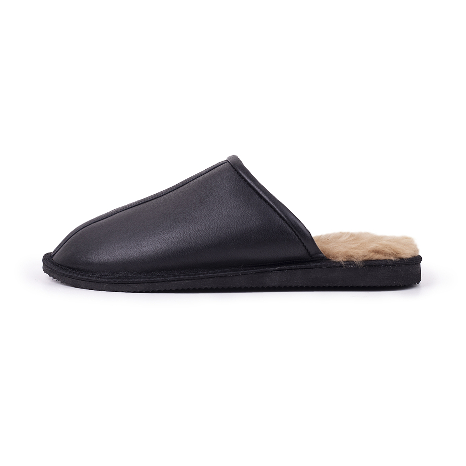 Men's Richard Leather Mules with Wool Lining