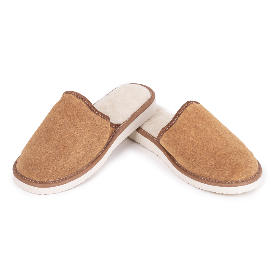 Women's Leather Slippers with Wool Lining