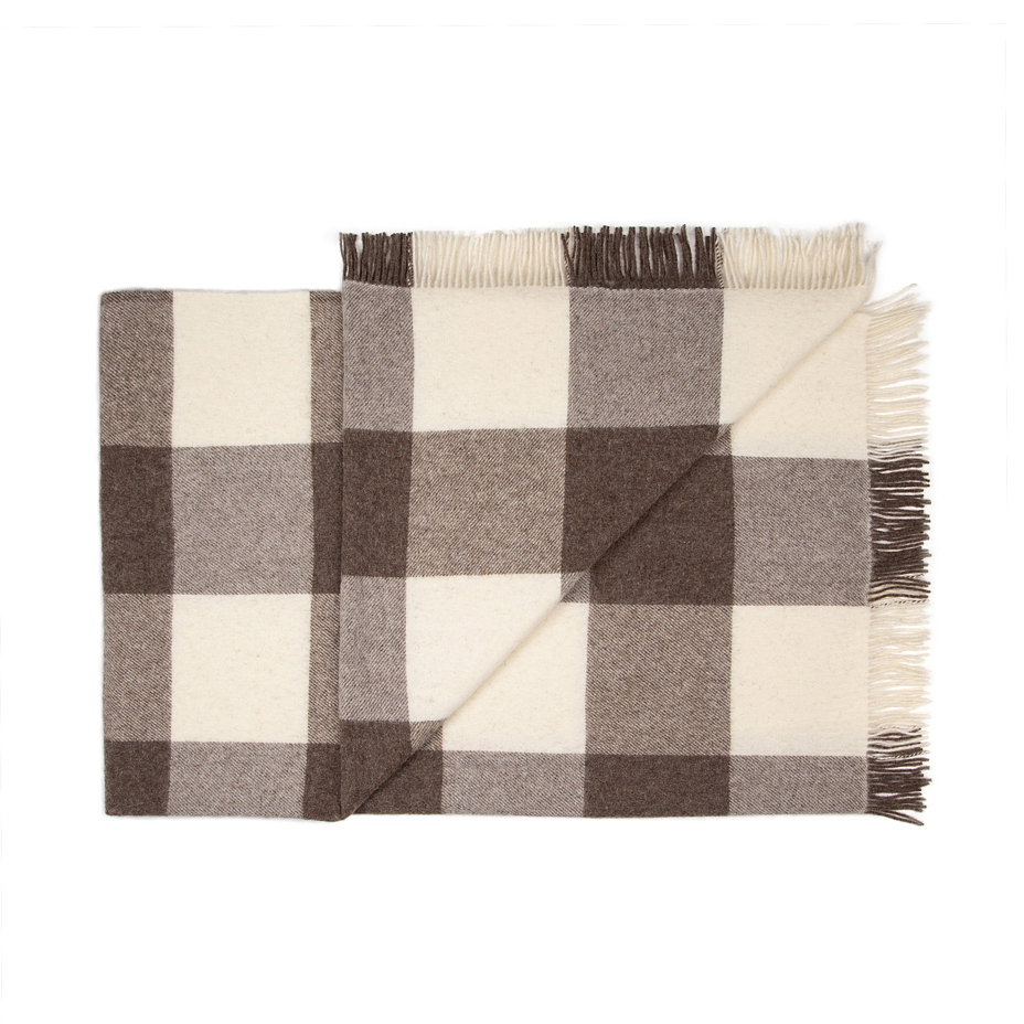 Wool Throw Brown Plaid