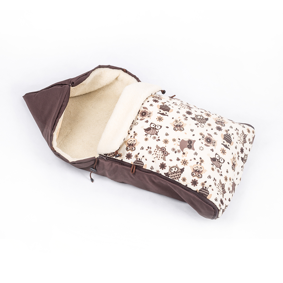 Footmuff with Wool Lining Owls