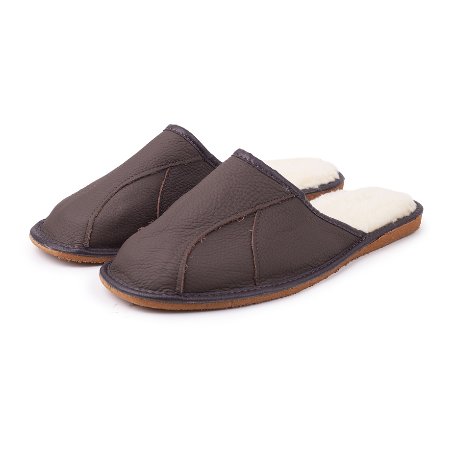 Men's Josef Leather Slippers with Wool Lining