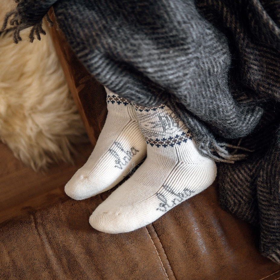 Merino Wool Socks Snowflake White