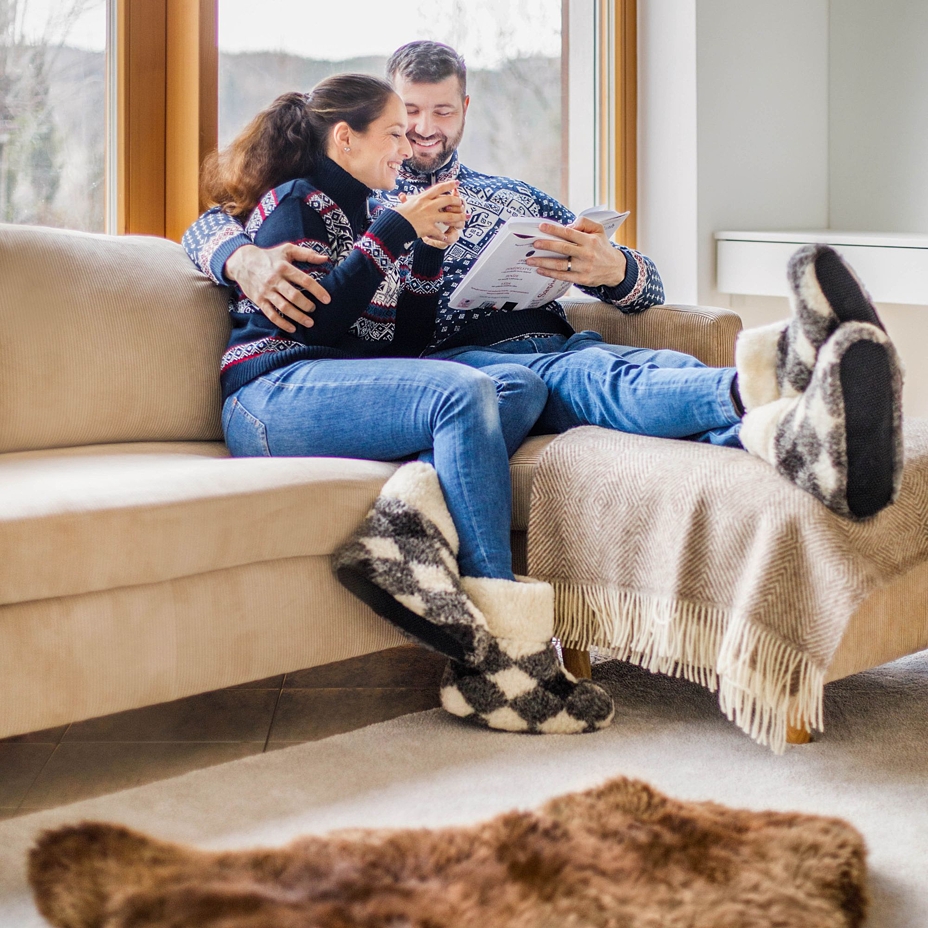 Wool TV Slipper Boots Plaid