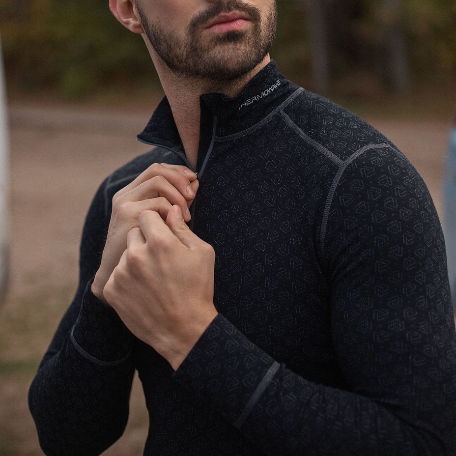 Men's Performance MERINO XTREME THERMOWAVE Top with Zip Black