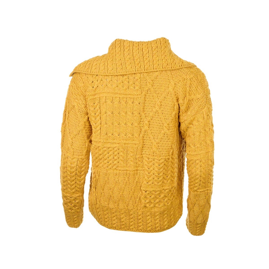 Women's Merino wool sweater with button yellow