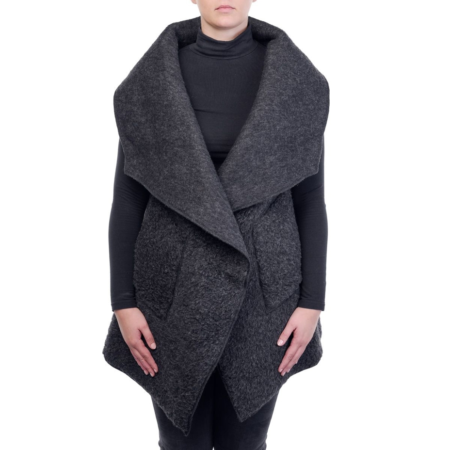 Sheep wool wrap vest Black