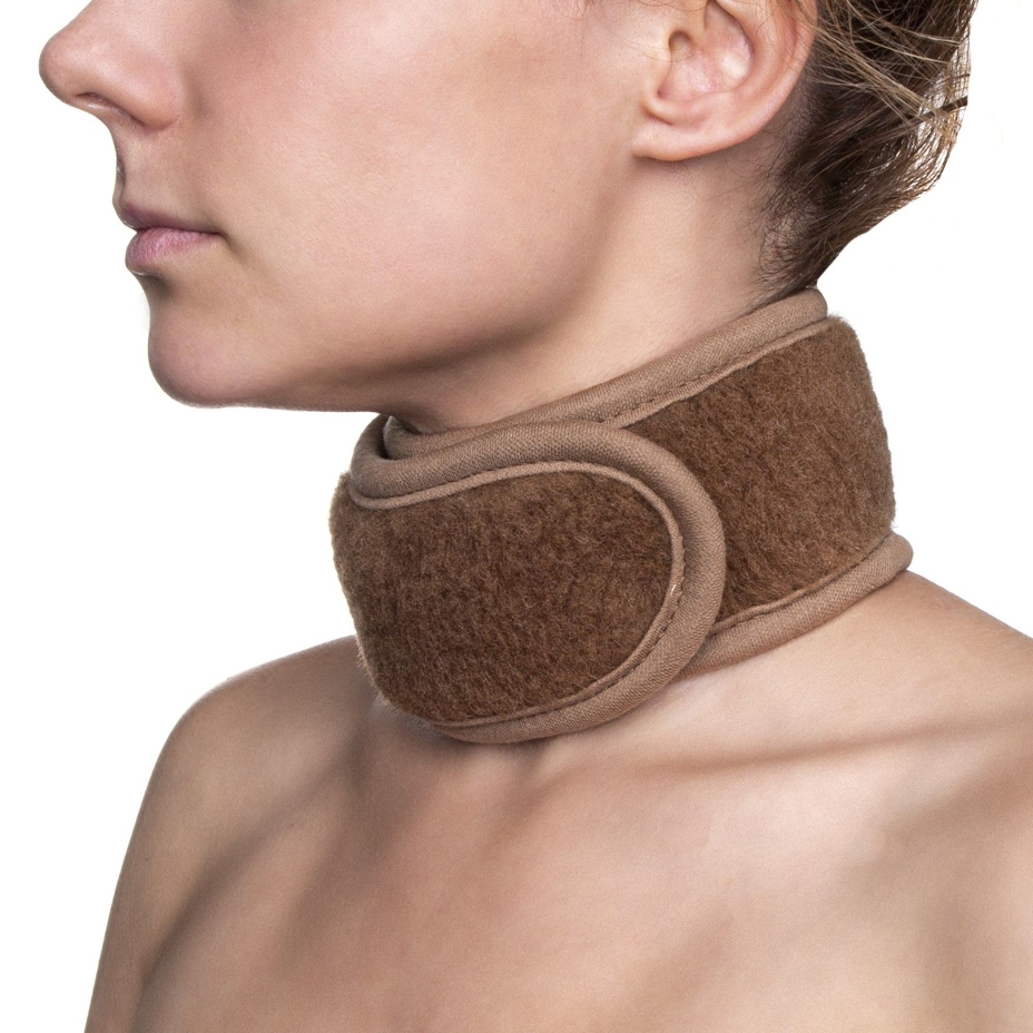 Merino wool neck warmer with camel wool brown