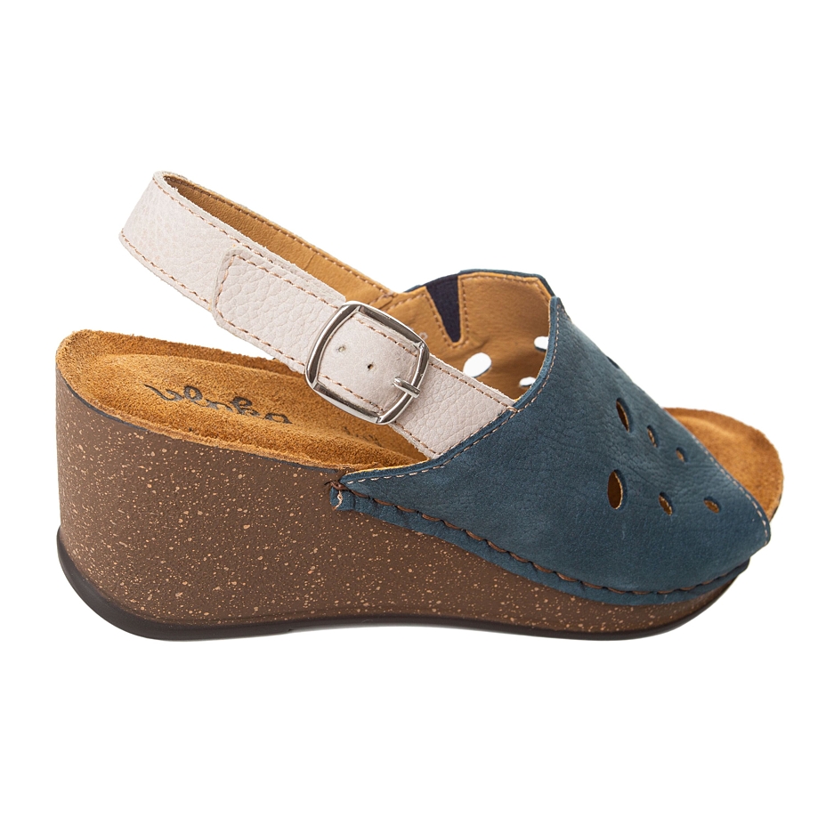 Women’s Valerie Leather Wedge Sandals Blue