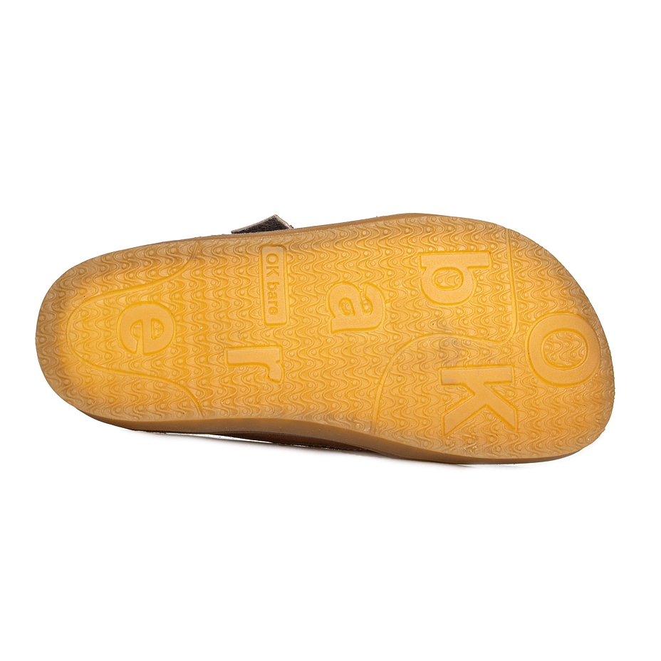 Kids’ Oly Barefoot Leather Trainers with Velcro Brown