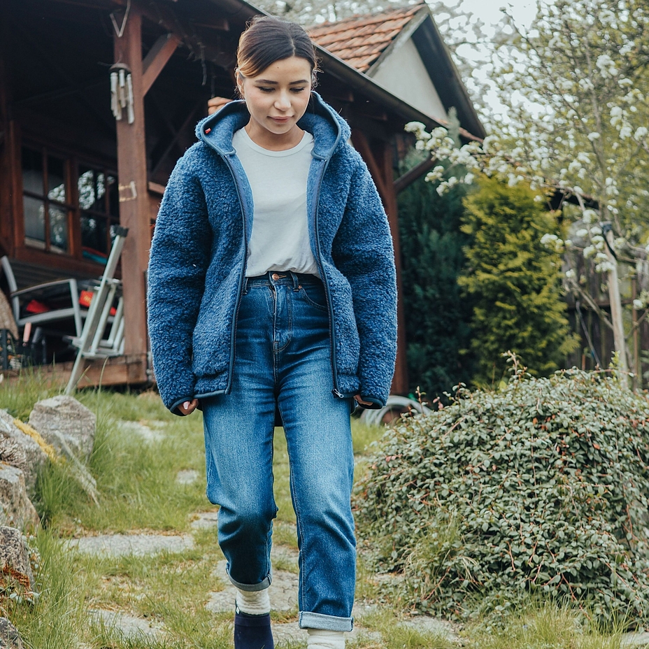 Wool Hooded Jacket Navy