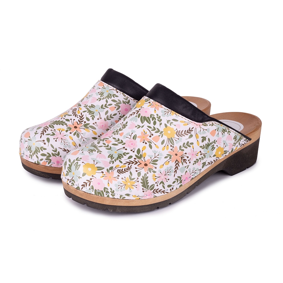 Women's orthopedic clogs with rubber sole Flowers