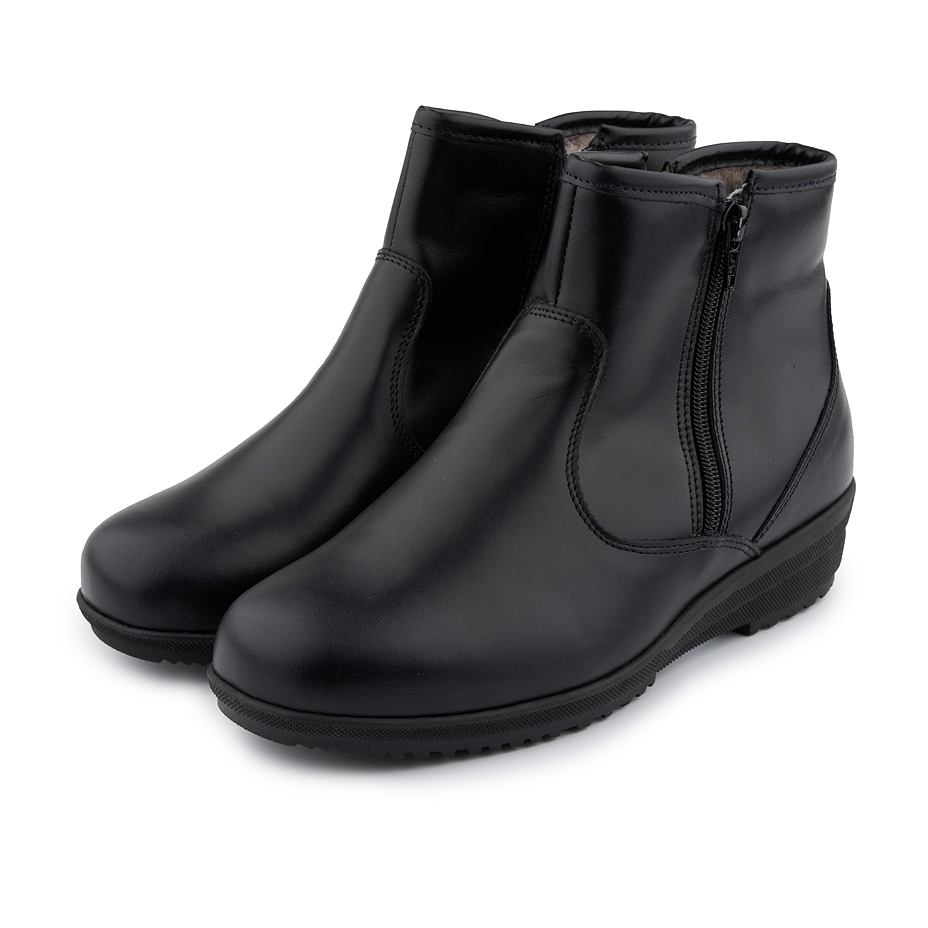 Women’s Klara Leather Ankle Boots with Wool Lining Black