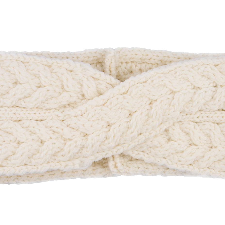 Supersoft Merino wool crossed headband natural