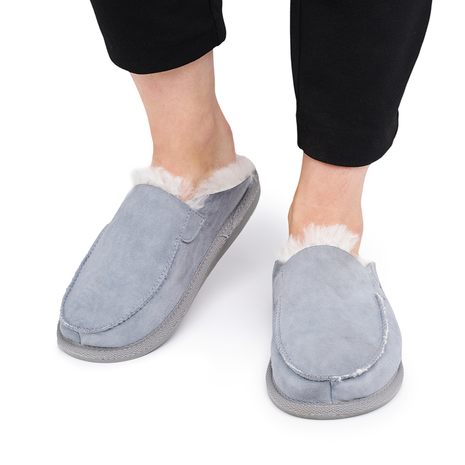  Women’s Erika Leather Slippers with Wool Lining Blue