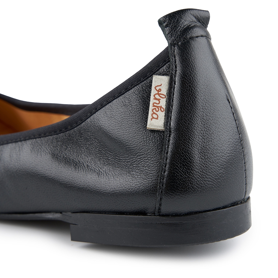 Women's orthopaedic leather ballerina flats Vanda black