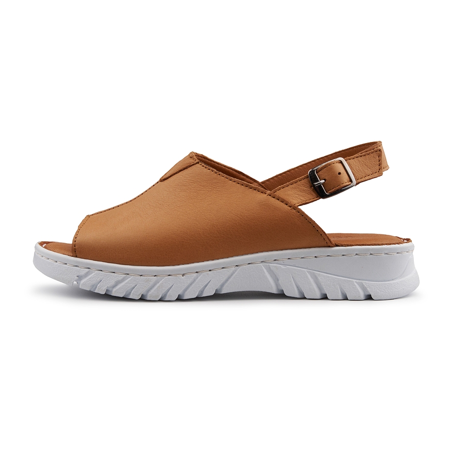 Women's leather elevated sandals Aneta brown