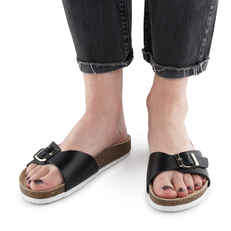 Women's Laura Orthopaedic Cork Sliders Black