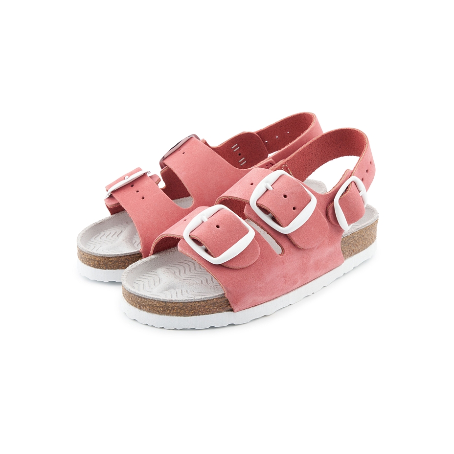 Children's cork leather sandals, pink