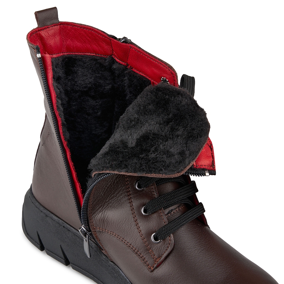 Women's Leather Winter Zip-up Boots Romana Brown