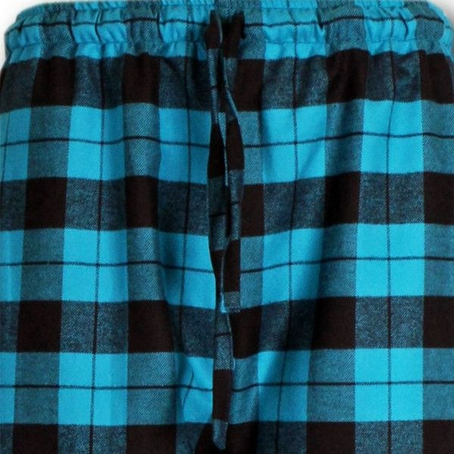 Men's flannel lounge pants, checkered, blue-black